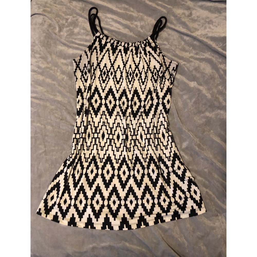 Black and white silk dress